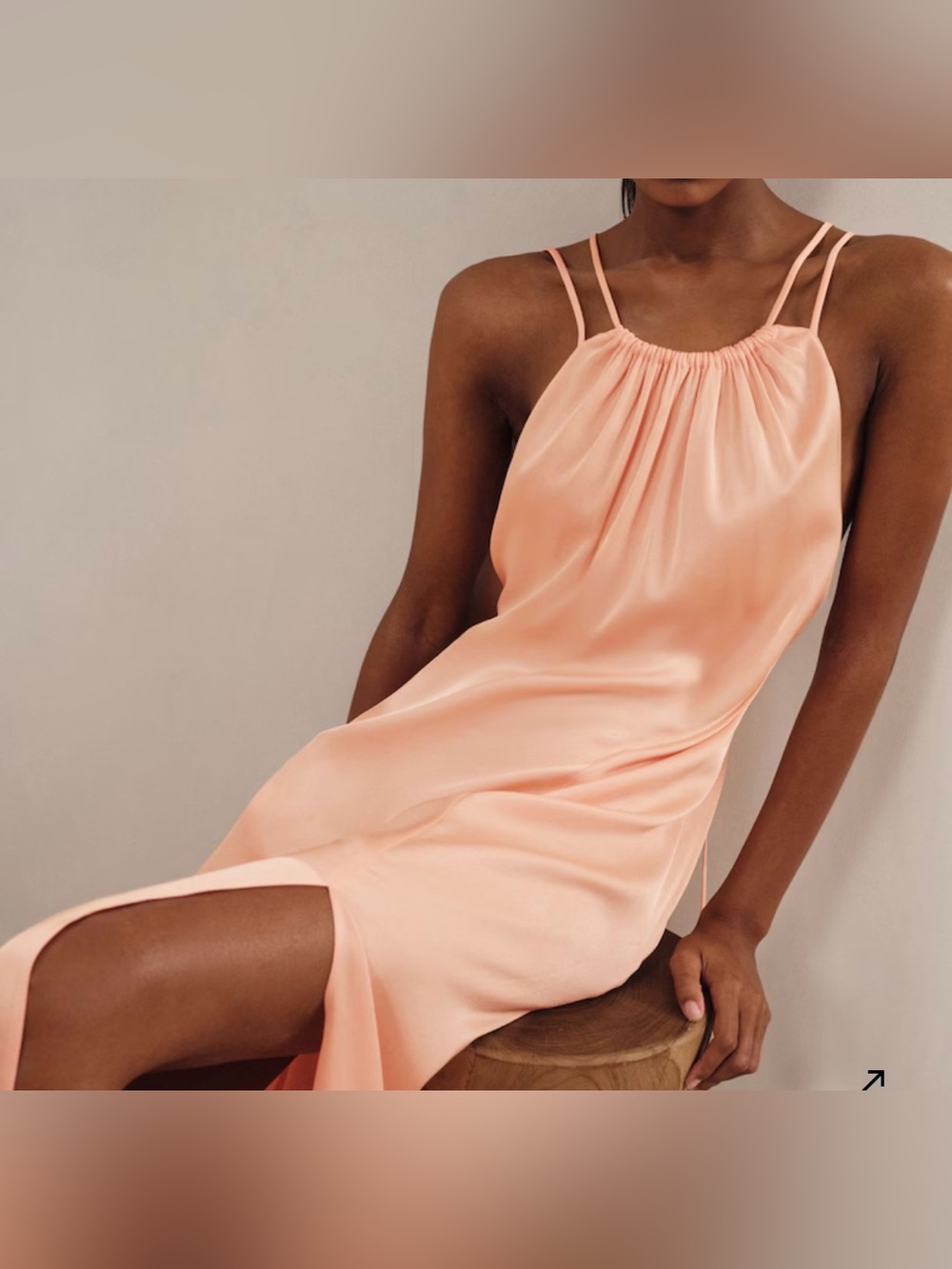 Reiss Satin Peach Backless Maxi Dress with Side Slit - Size 10 NWT - Picture 2 of 7